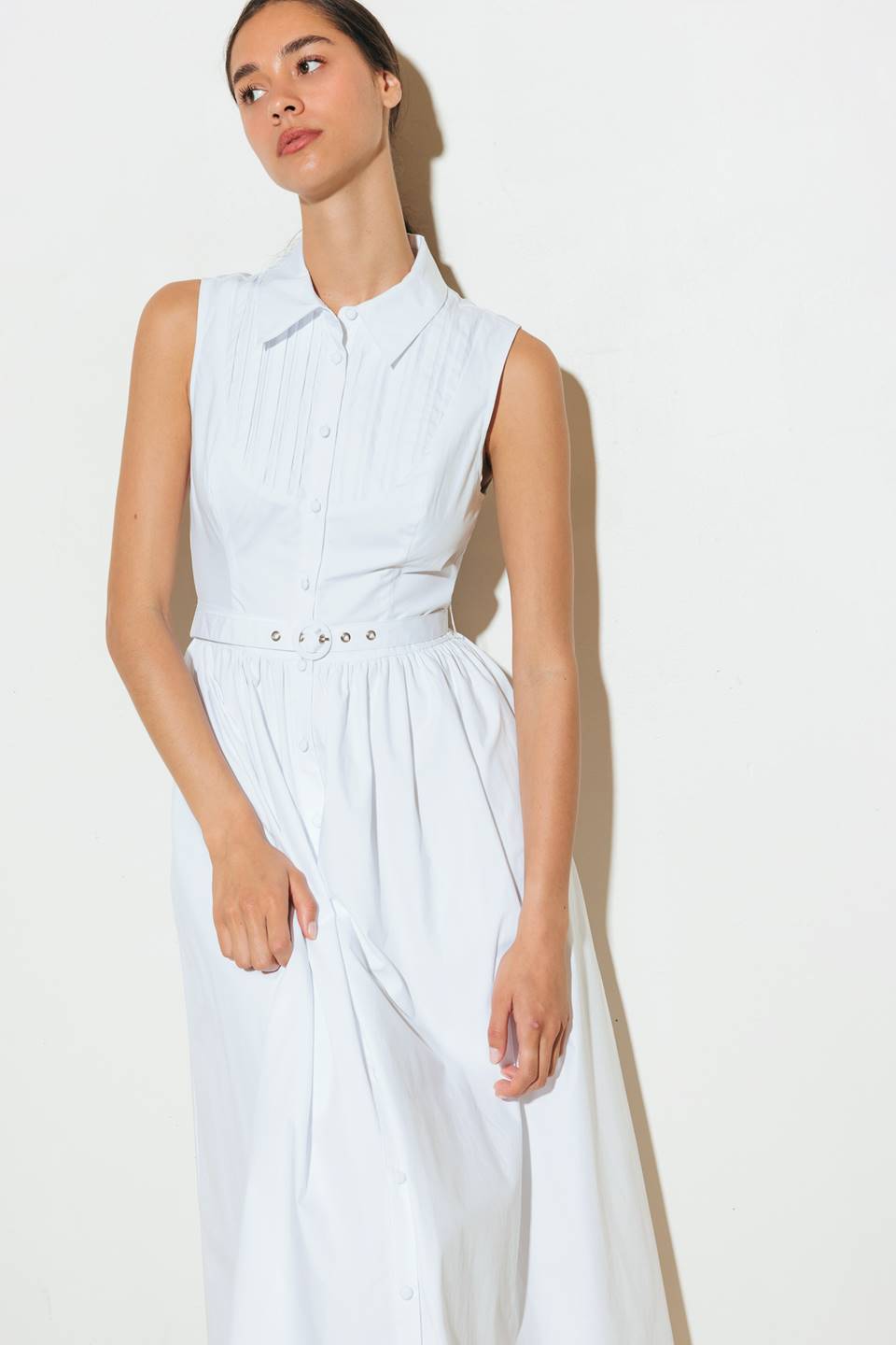 NUE EASE WHITE WOVEN MDI DRESS Flying Tomato